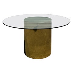 Table de salle à manger à piédestal en laiton vintage