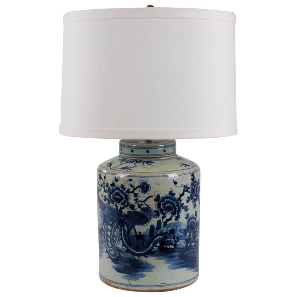 Blue and White Jar Table Lamp For Sale