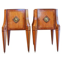 A fine pair of English satinwood inlayed planters