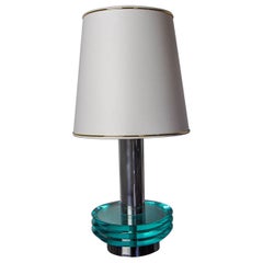 Space-age lamp by Zero Quattro, blue Murano glass, Italy, 1970