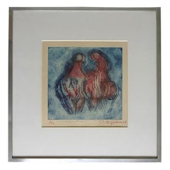 Latin American Modern Color Etching #3/30 by Raul Anguiano 1968 Mexico