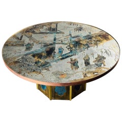 Philip and Kelvin Laverne Chan Table with Blue Enamel Base