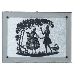 Silhouette d'art ciseaux avec cadre miroir