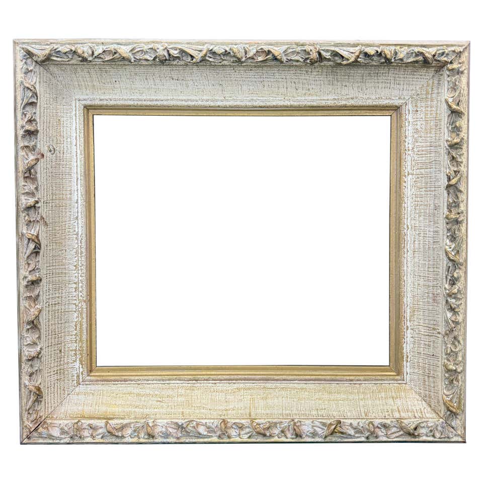 Wooden Rctangular Frame Large Rectangular French Painted Wood Gilt Art Frame For Sale at 1stDibs