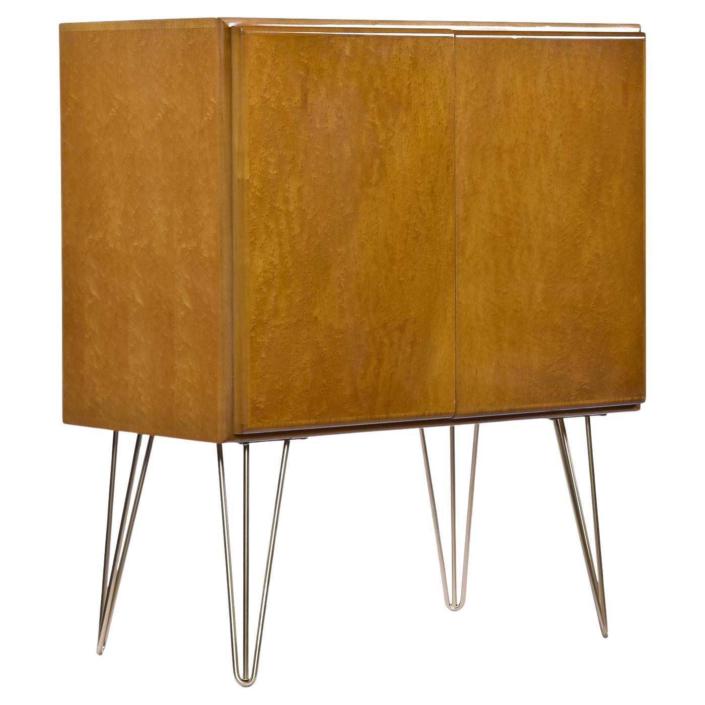 Meuble de rangement multimédia vintage Milo Baughman Birdseye Maple de Thayer Coggin