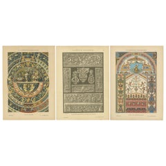 Antique Triptych of Italian Renaissance Artistic Designs, Published in 1887