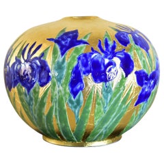 Japanese Contemporary Gold Leaf Green Blue Porcelain Vase by Master Artist, 2
