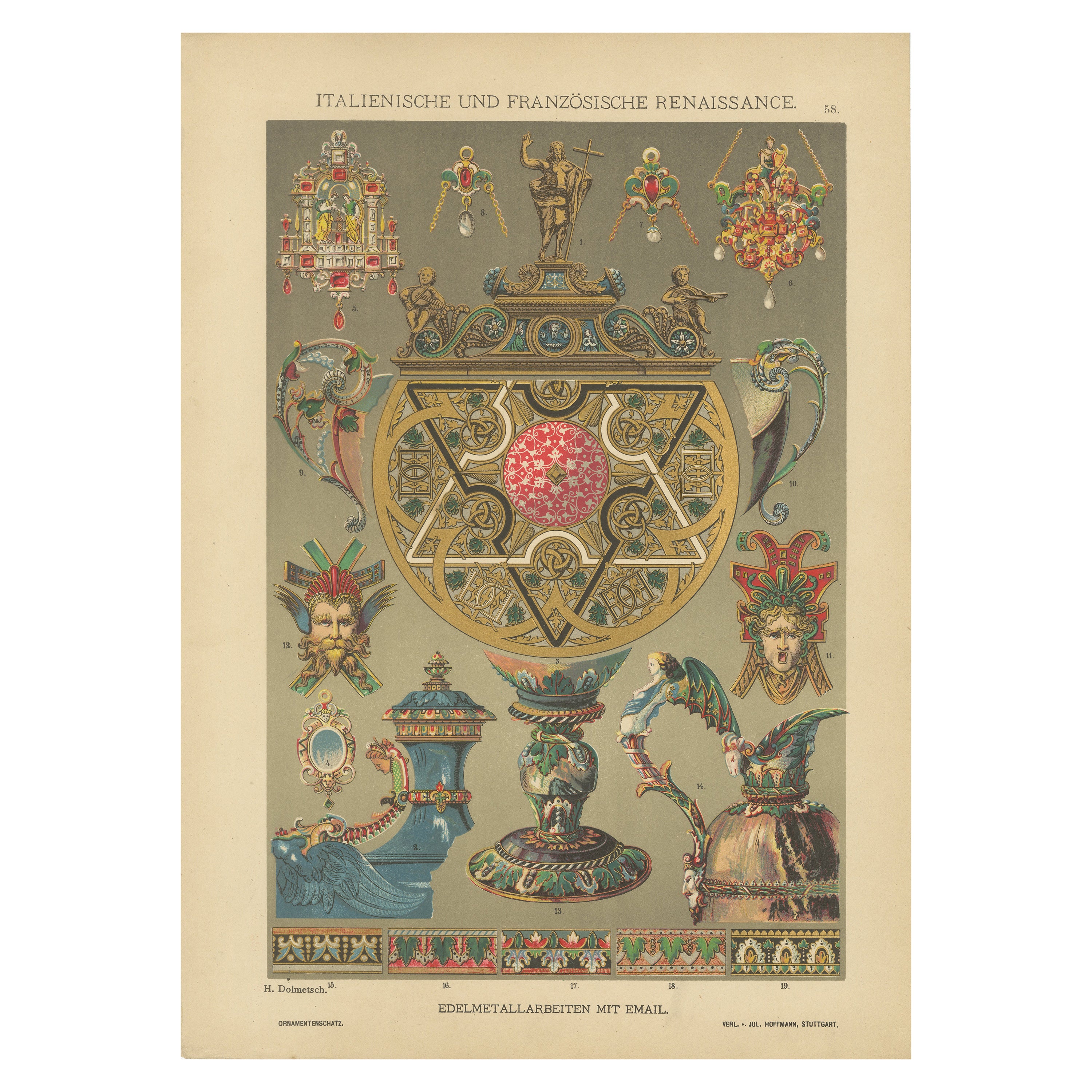Italian and French Renaissance Enamel Metalwork, 1887 For Sale