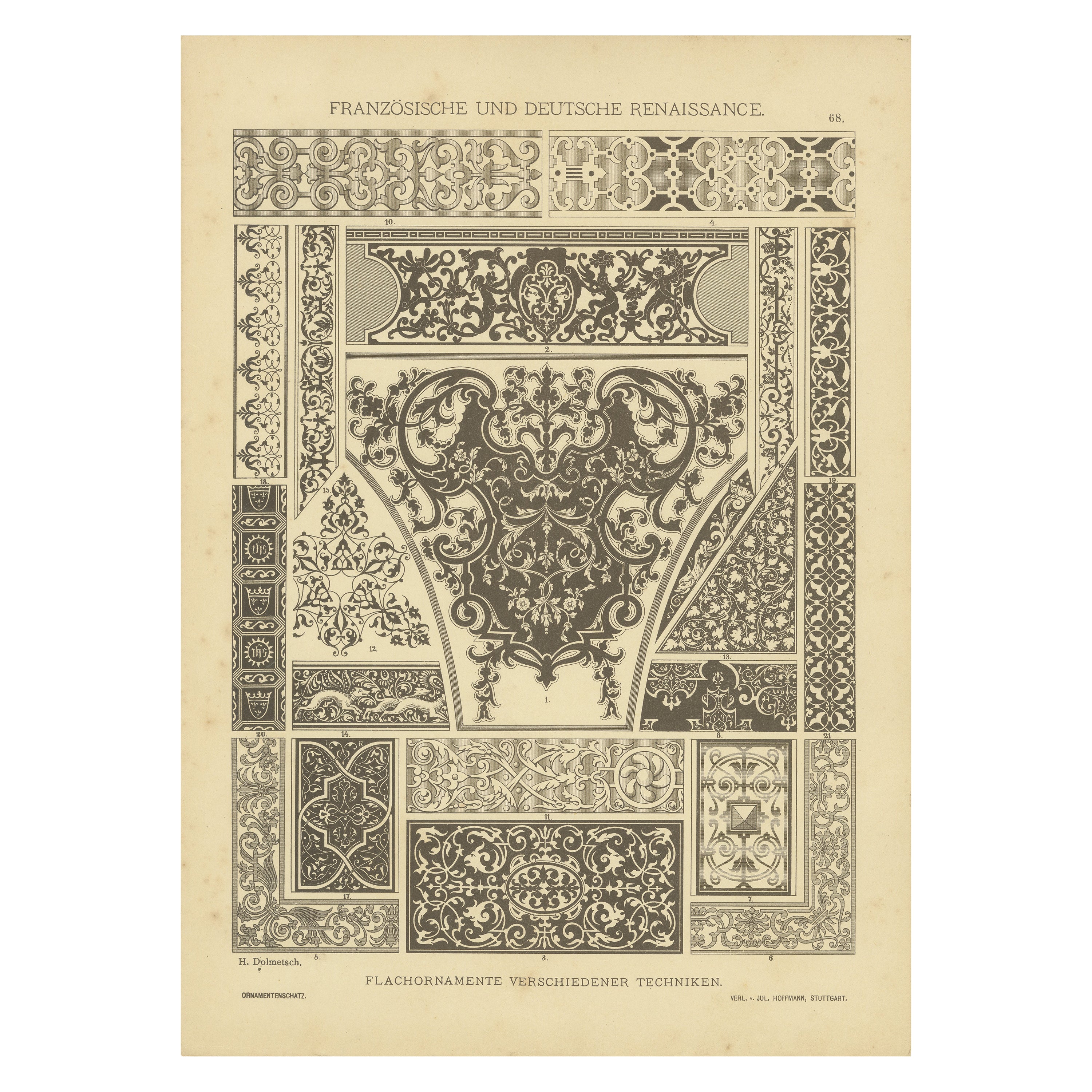 German Renaissance Decorative Arts from Der Ornamentenschatz, 1887 For Sale