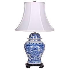 Blue and White Scenic Table Lamp
