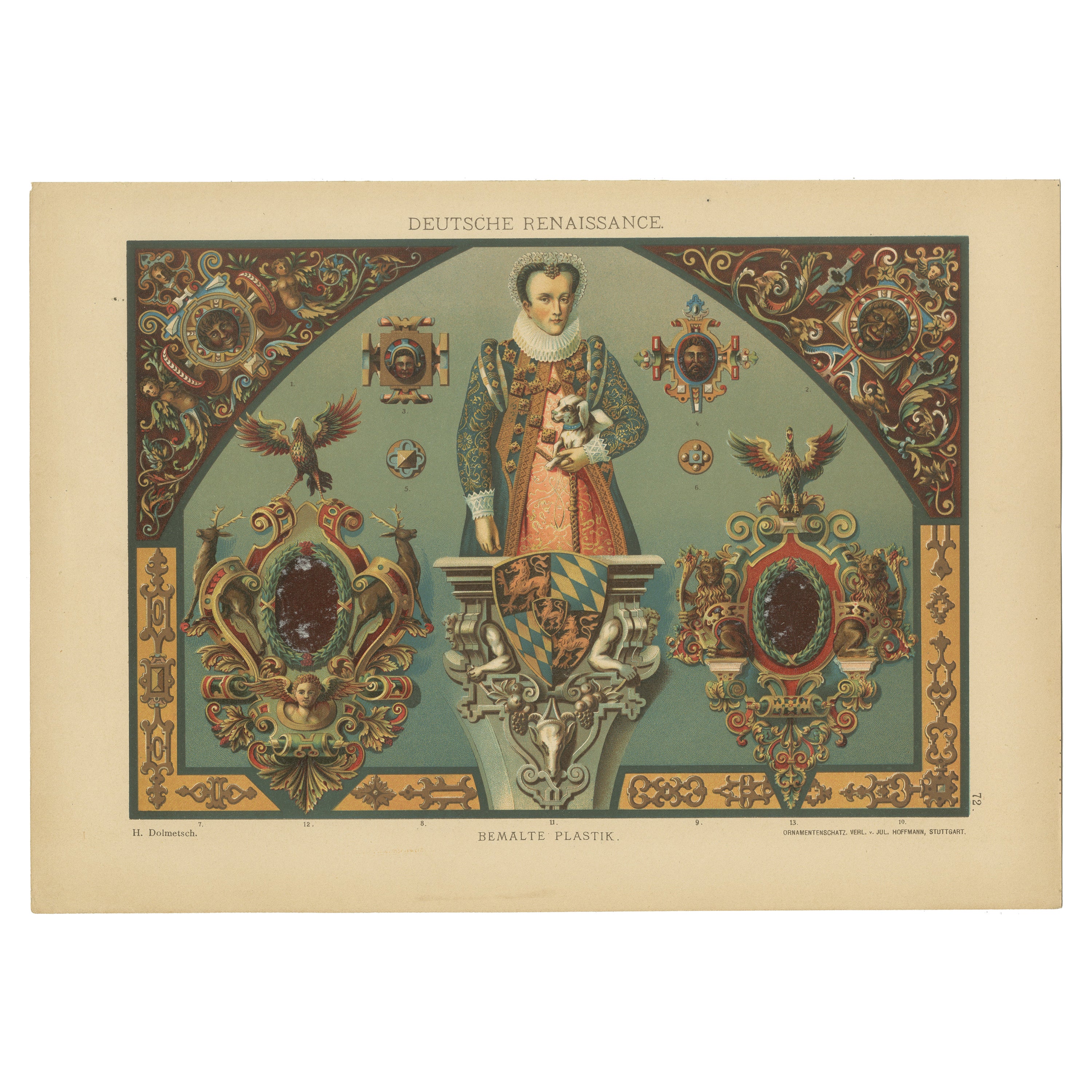 Vivid German Renaissance Art: Painted Sculpture and Heraldry, Published in 1887 For Sale