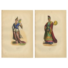 Exquisite 1844 Handcoloured Lithographs of Noble Birmans from Myanmar