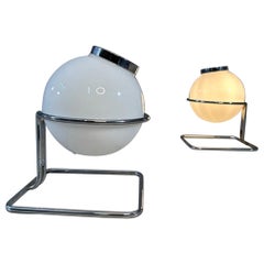 Paire de lampes de chevet Eye Ball de l'ère spatiale en verre et chrome, 1970  Italie