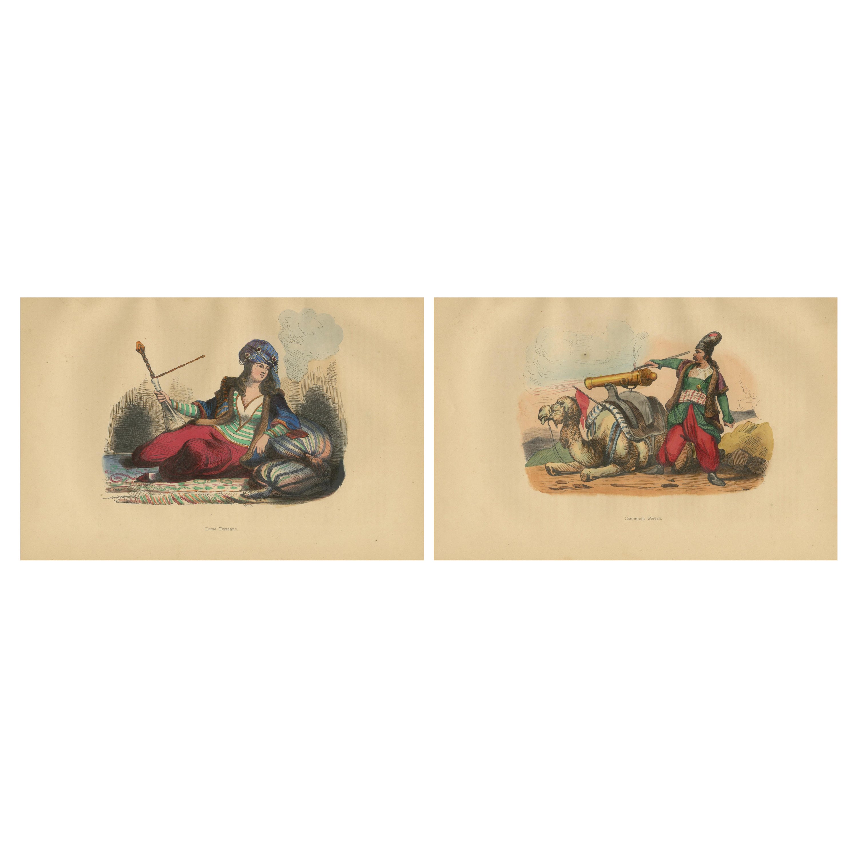 1844 Eleganza persiana: Dalla nobiltà di fumo alla guerra nell'arte in vendita