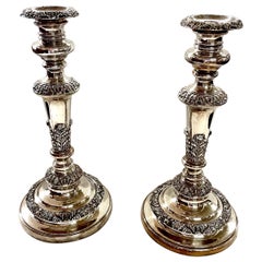 PAIR Superb Antique English Sheffield Plate Rococo style Candlesticks, Acanthus