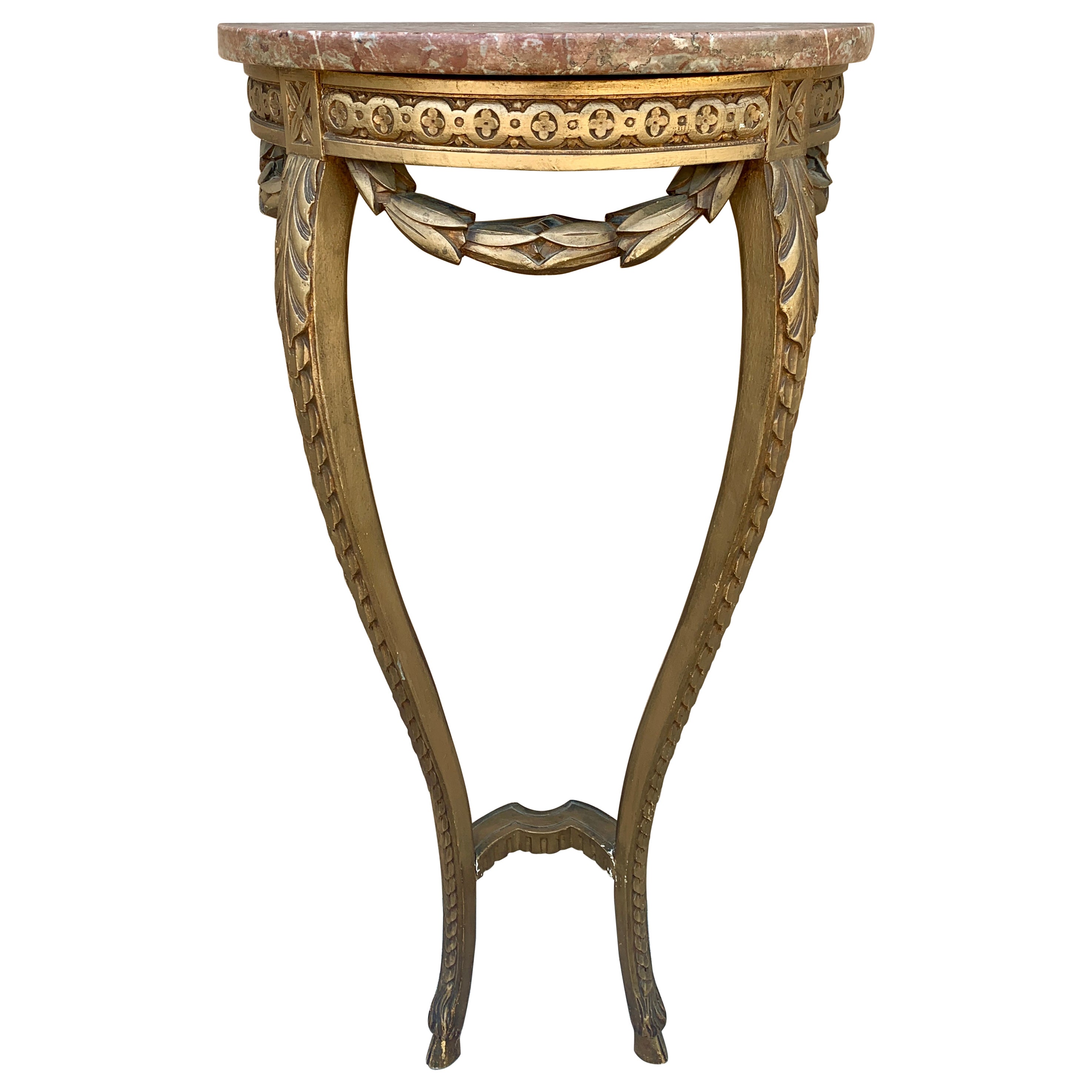 Louis XVI French Provincial Neoclassical Gilt Wood Marble Top Table
