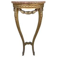 Antique Louis XVI French Provincial Neoclassical Gilt Wood Marble Top Table