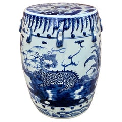 Chinoiserie Blue and White Porcelain Garden Stool or Side Table