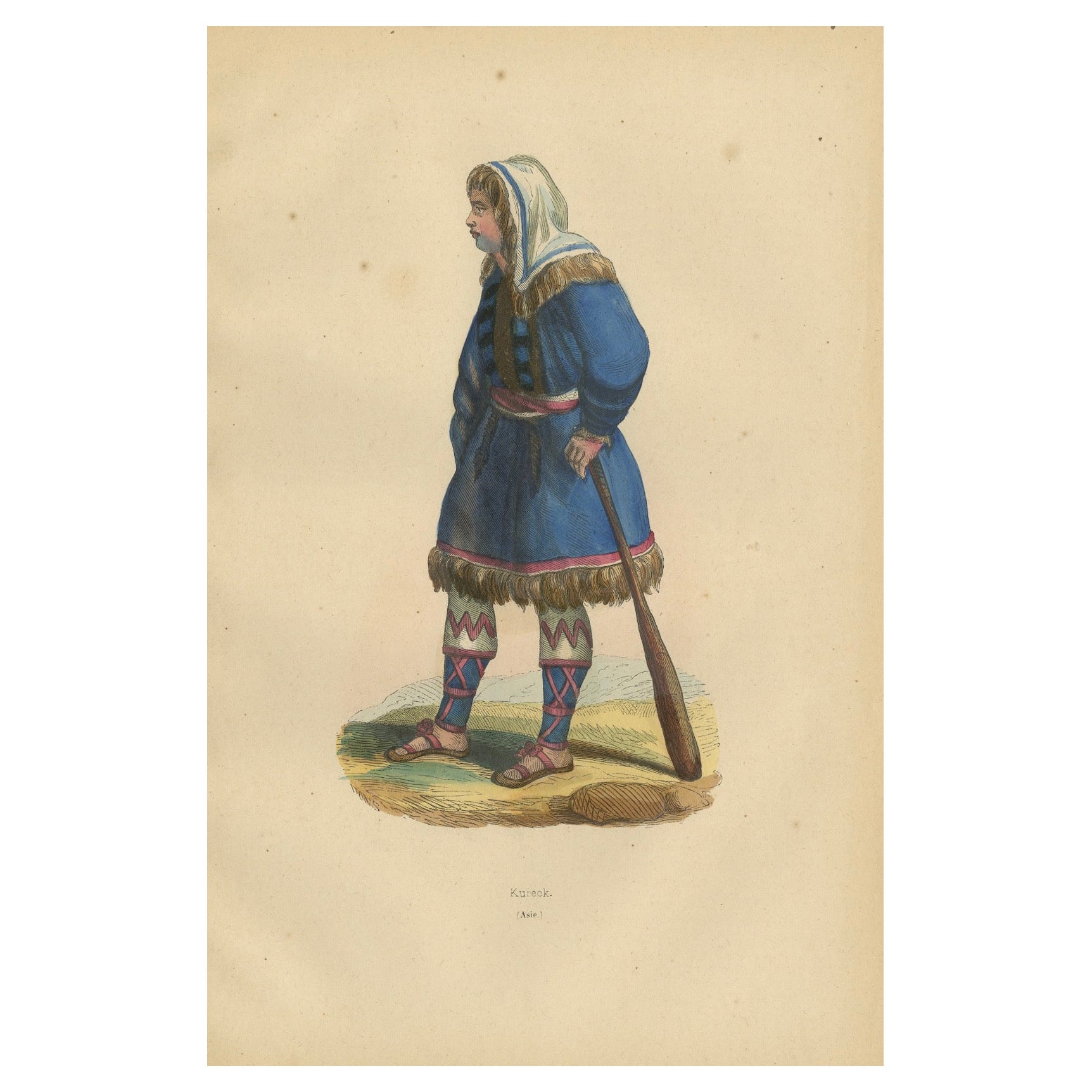 Traditional Kurek Attire in Handcolored Lithograph from 1844