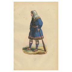 Traditional Kurek Attire in Handcolored Lithograph from 1844