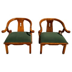 A Pair of Reupholstered James Mont Style Ming Chinoiserie Side Chairs