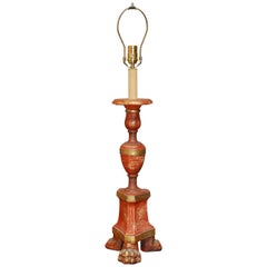 Faux Wood Altar Candlestick Table Lamp