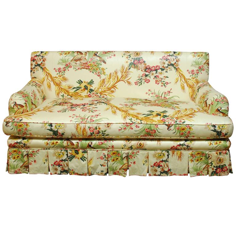 French Brunschwig Fils Pheasant Toile Sofa