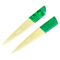Malachite and Bone Letter Openers, two available