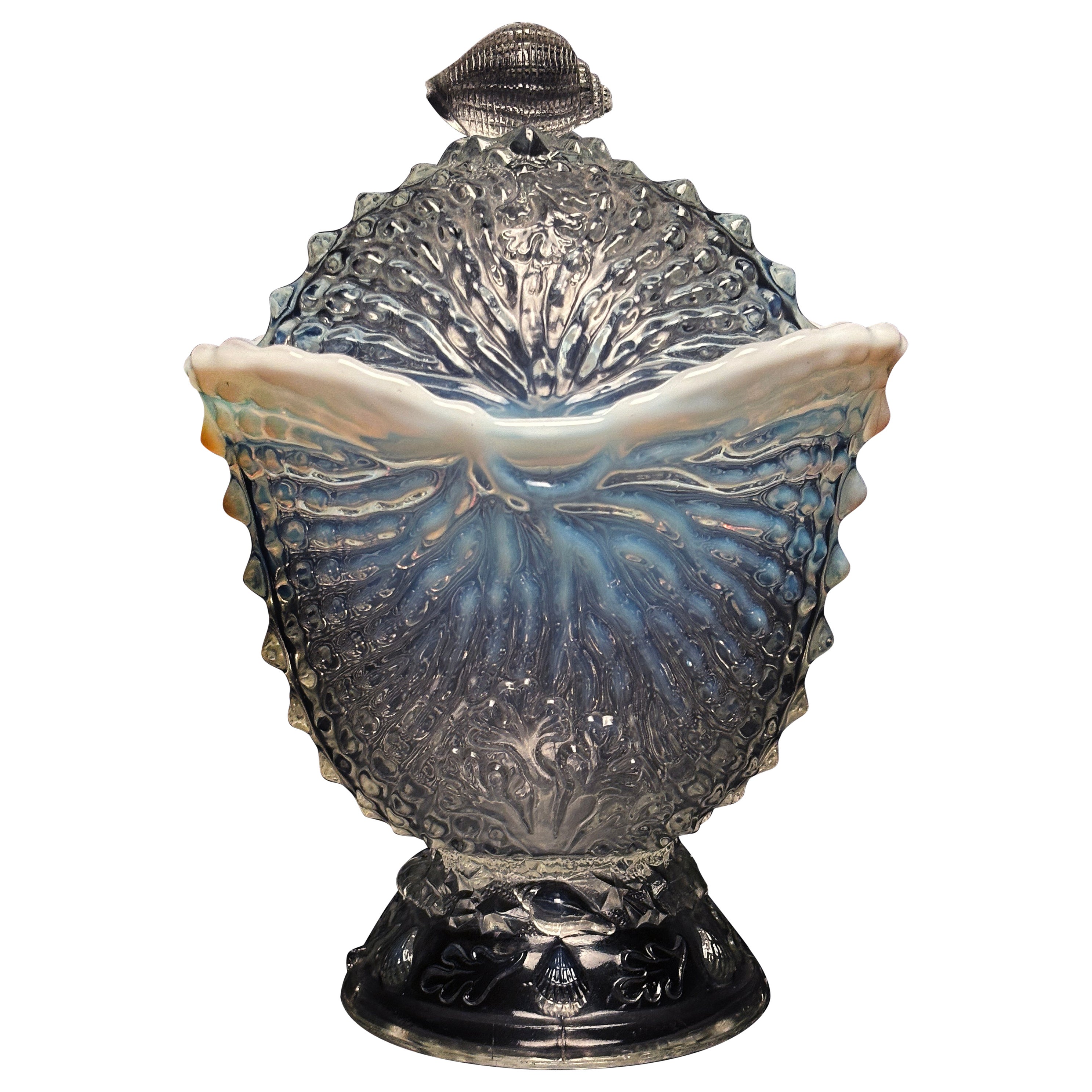 Sucrier Nautilus opalescent vers 1900 par Northwood