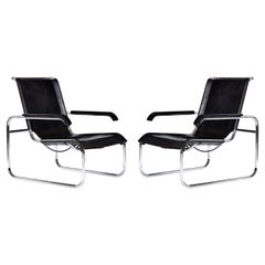 Freitragende Leder-Sling-Loungesessel Marcel Breuer für Thonet B35, 2er-Set