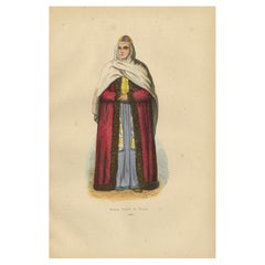 Elegante mujer tártara de Tomek: Retrato coloreado a mano del siglo XIX