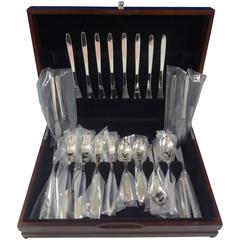 Arne Jacobsen by Michelsen Sterling Silver Flatware Set Mid-Century Modern 48 Pc