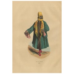 Traditional Attire of a Man from Mardin in Turkey in 19th Century Lithograph