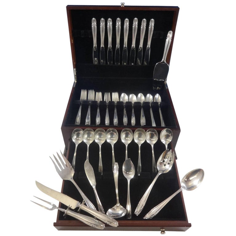 Stradivari by Wallace Sterling Silver Flatware Set for Eight Service 57 Pieces For Sale