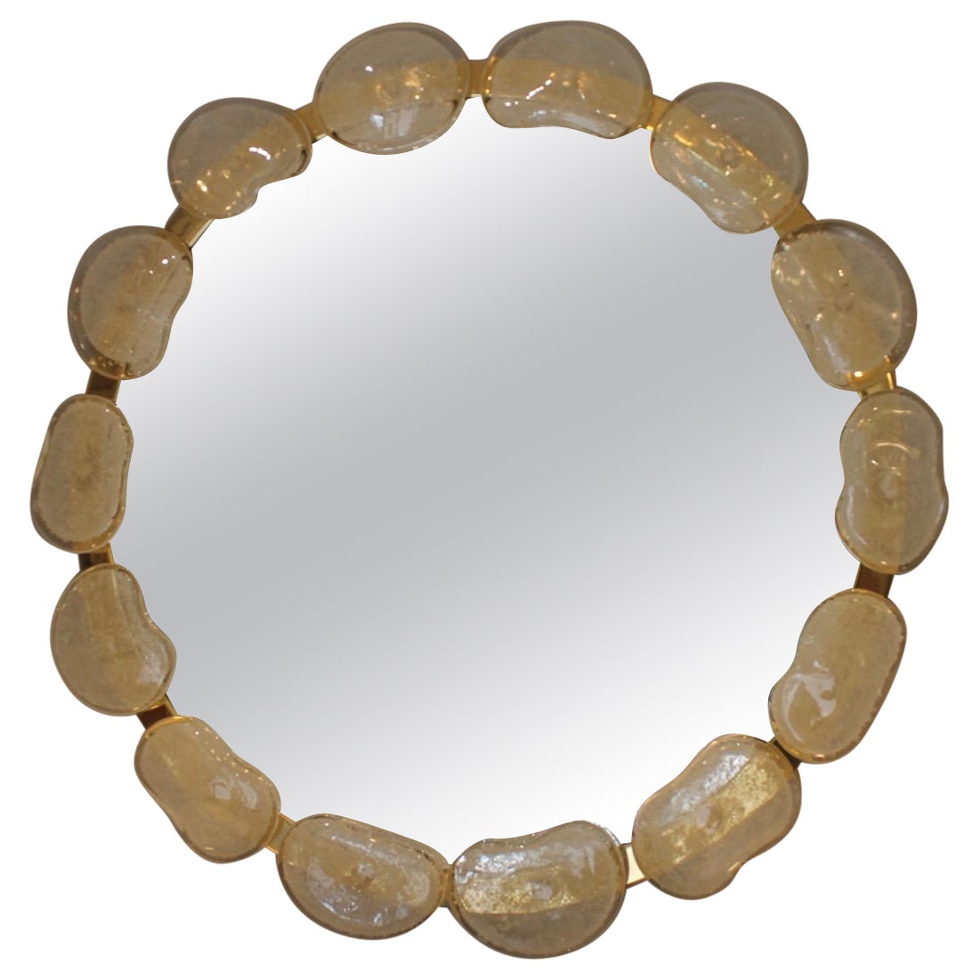 Murano round mirror, pebbles, Modernist