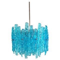 Turquoise lucite vintage pendant lamp, 1970's