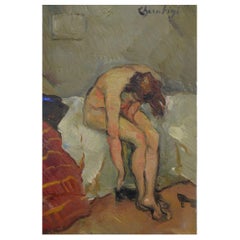 Carlo Cherubini (1897-1978) Oil on canvas. Nude lady