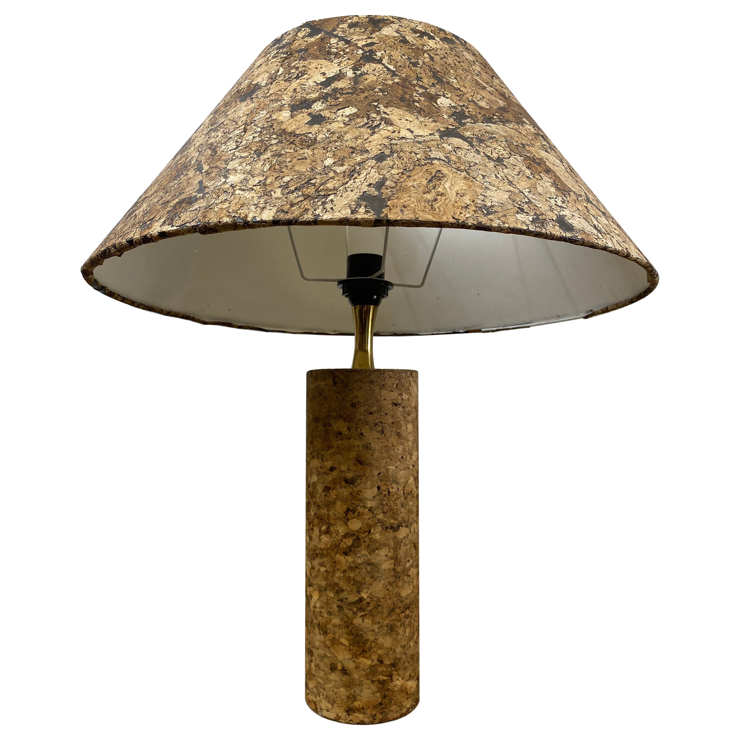 Mid Century Modern Cork Table Lamp, Italy, 1970s
