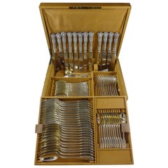 Vintage Kings by Campenhout French Sterling Silver Flatware Set Service 75 PC Fitted Box