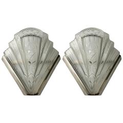 Pair of Frontisi Flower Wall Sconces French Art Deco