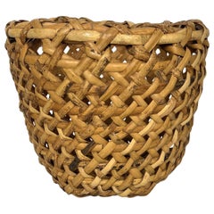 Cestino in rattan intrecciato a mano vintage