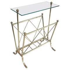 Neoclassical Brass and Glass Magazine Rack, Maison Jansen