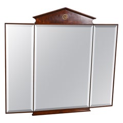 Neoclassical Cherry Wood Tri-Fold Mirror