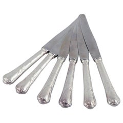 Christofle. Set of six dinner knives in plated silver and stainless steel.