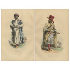 Arabian Merchant & Noble in 1844 Wahlen's Hand-Colored Lithographs