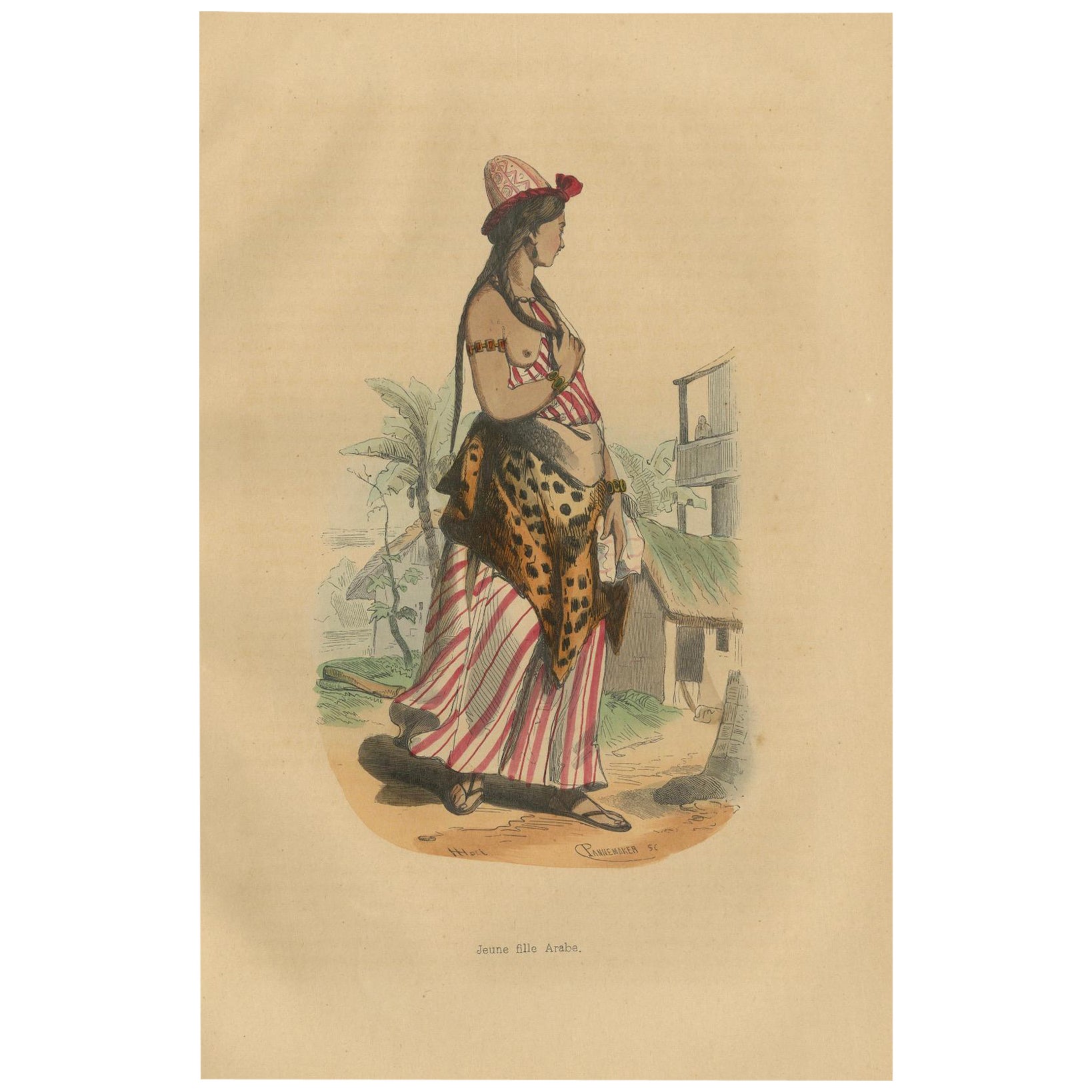 Jeune Fille Arabe in Traditional Attire from Wahlen's 1844 Lithographs