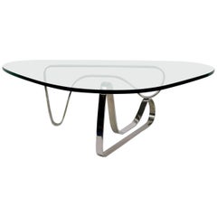 Vintage Noguchi Style Coffee Table with Stainless Steel Base