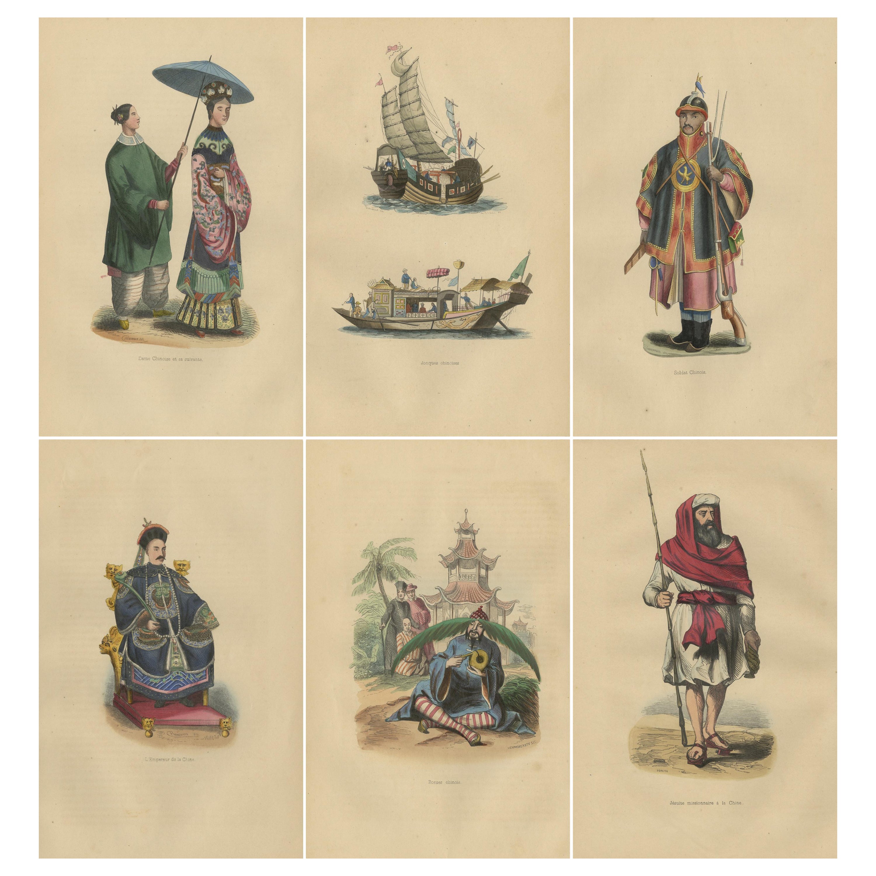 Chinese Cultural Figures in 1844 Wahlen Lithographs of Dress and Traditions