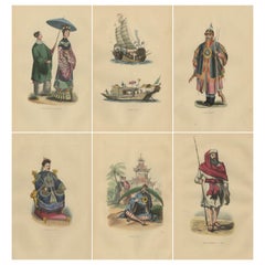Figure culturali cinesi nelle litografie Wahlen del 1844 su abiti e tradizioni