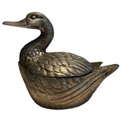 Eiskübel aus versilbertem Metall mit Aufbewahrung einer Ente aus Ente von Mauro Manetti